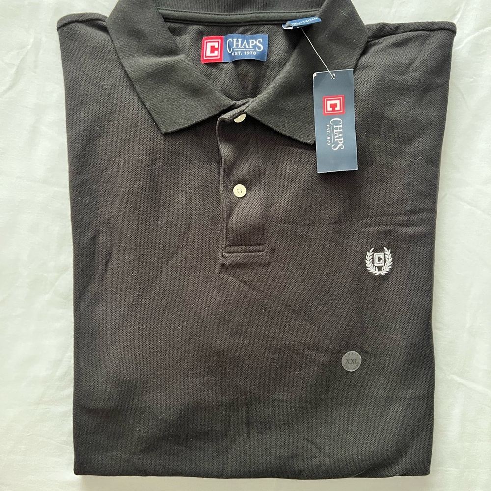 Chaps Men’s Black Polo T-Shirt – NWT XXL (Circa 2010s)